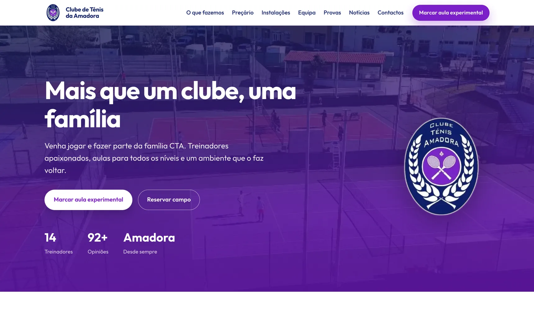 O site do Clube de Ténis da Amadora num computador